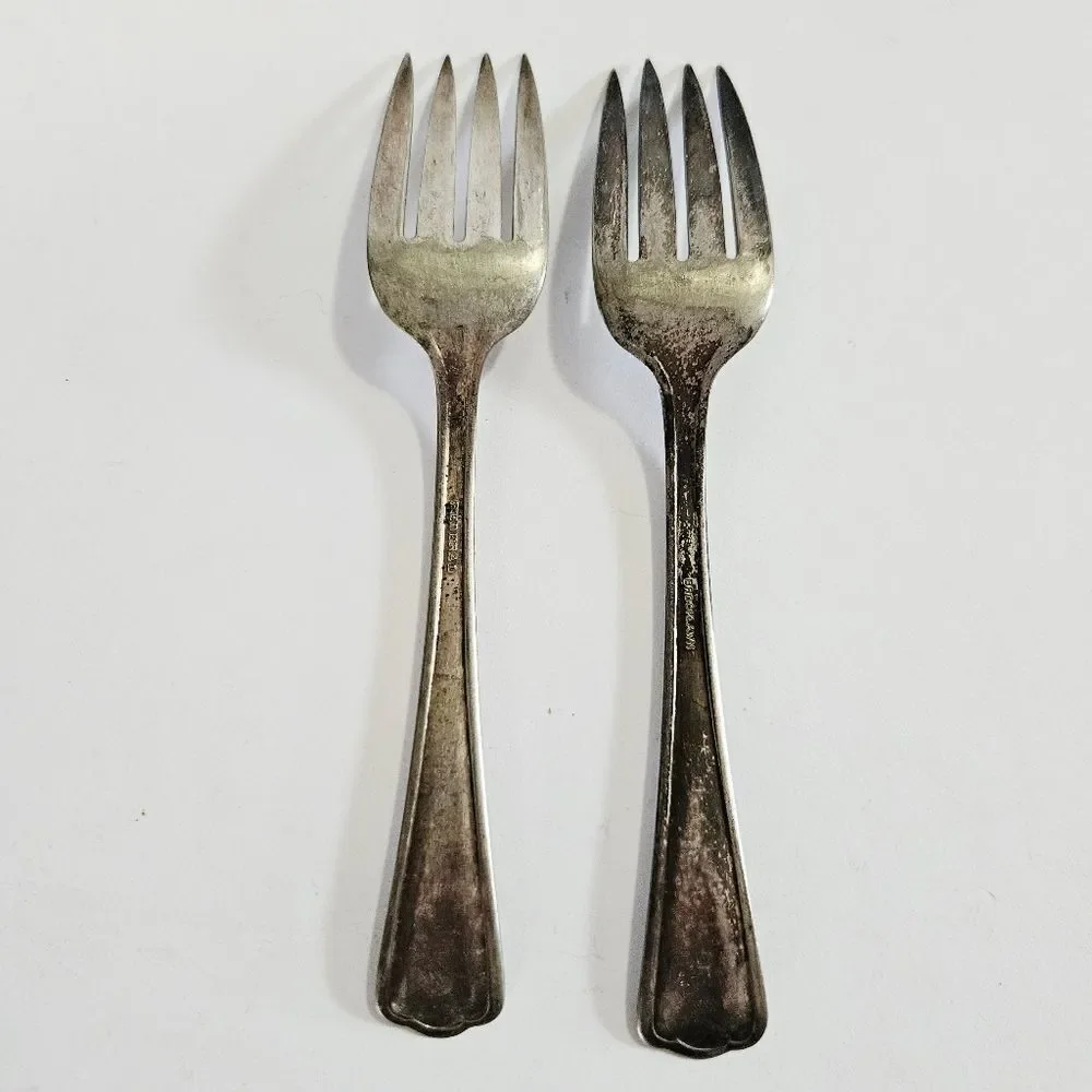 Antique Set Of Federal Brooklawn Cromwell Pattern 1912 Silver Plate Desert Forks